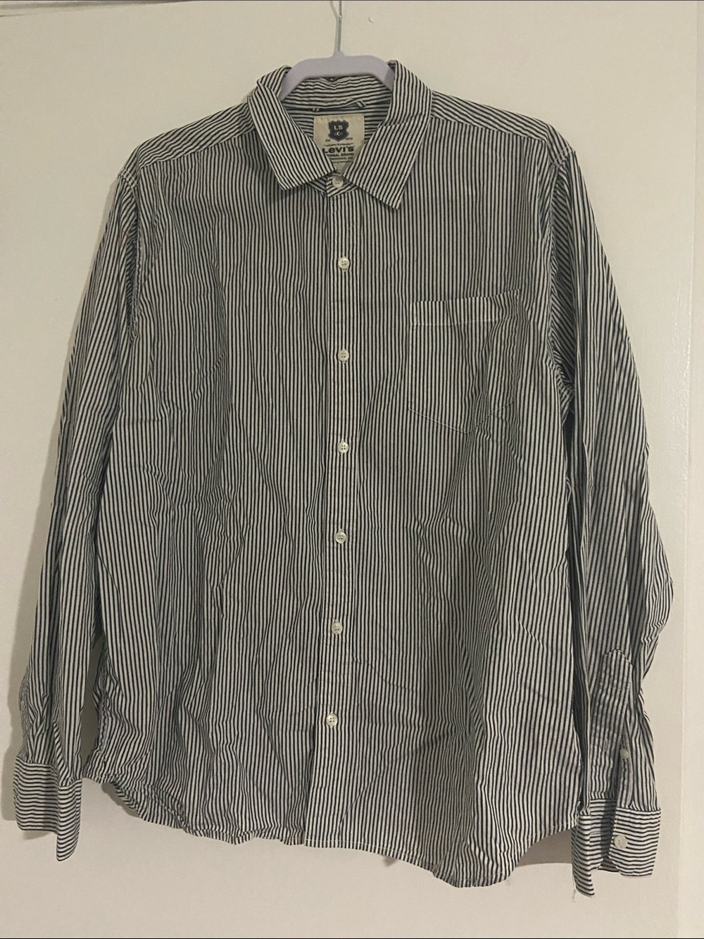 Levi's Men’s Black & White Striped Button-Down Shirt